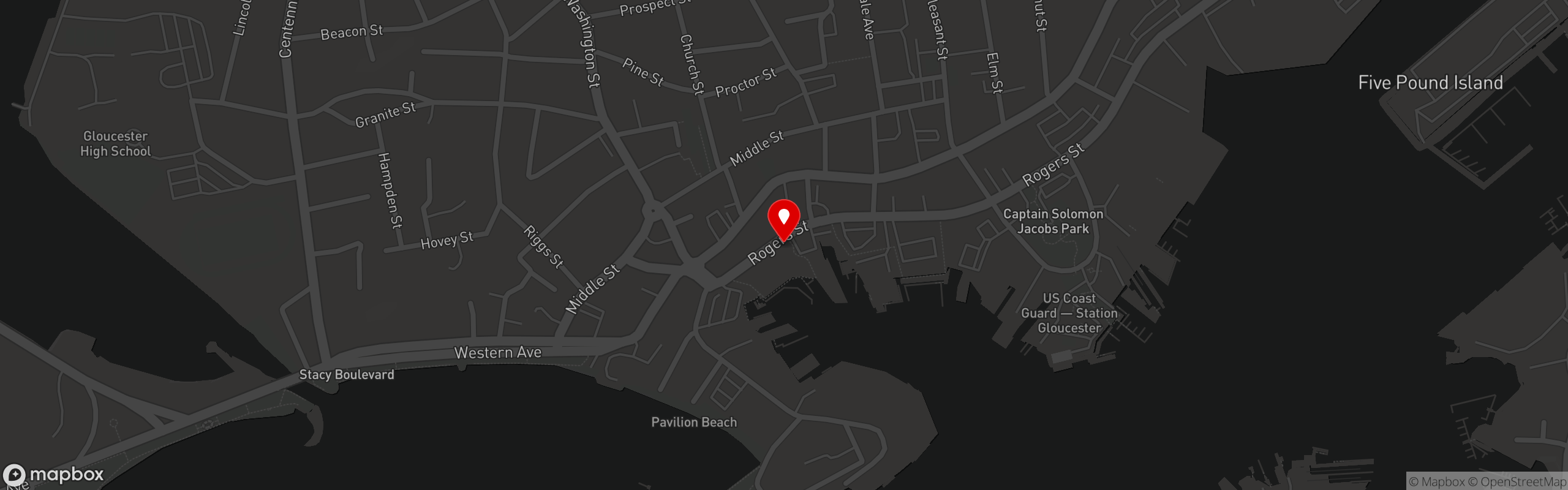 Street map pinning Minglewood Harborside in Gloucester