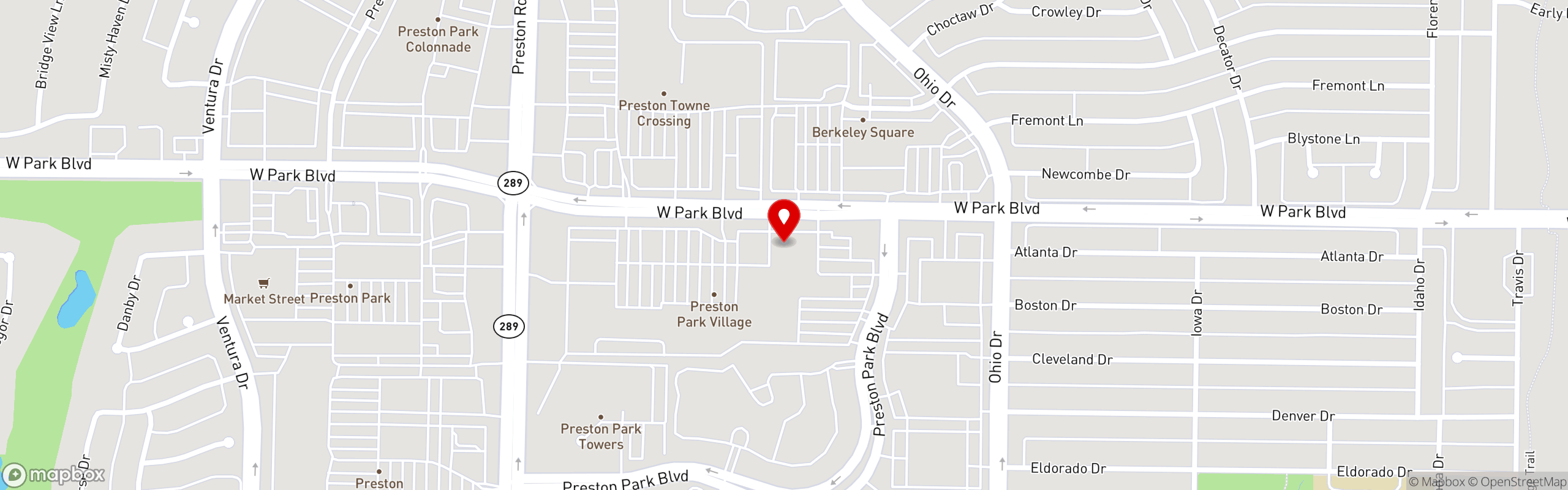 Street map pinning Pie Tap Pizza + Rotisserie + Bar in Park & Preston