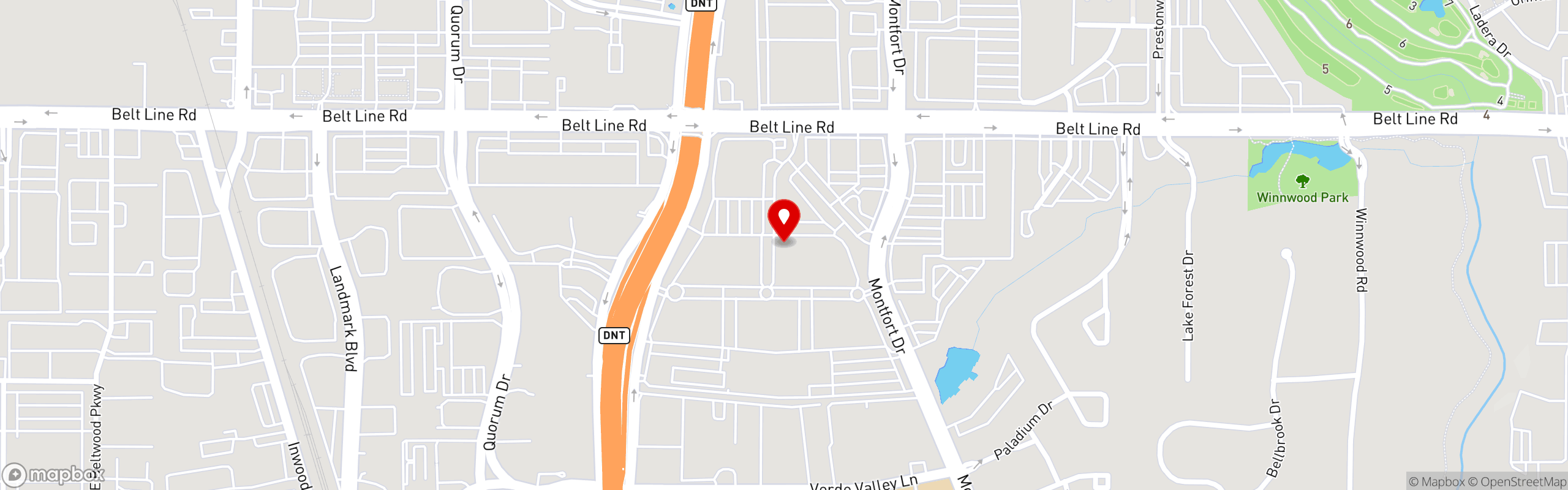 Street map pinning Pie Tap Pizza + Rotisserie + Bar in Addison