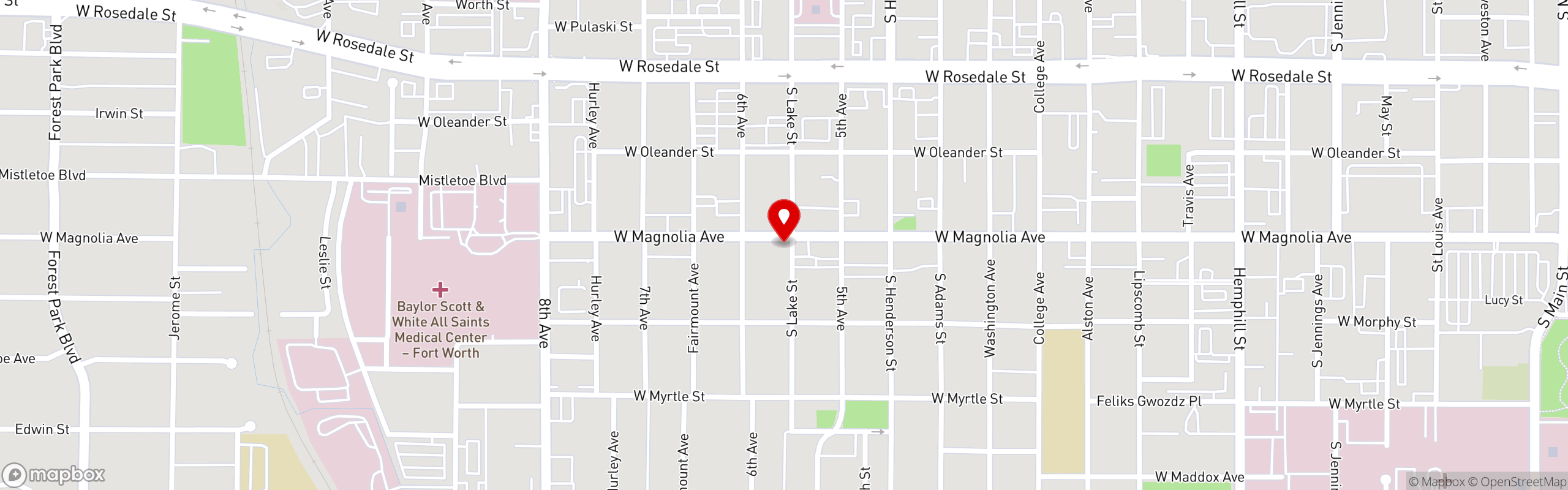 Street map pinning Pie Tap Pizza + Rotisserie + Bar in Magnolia