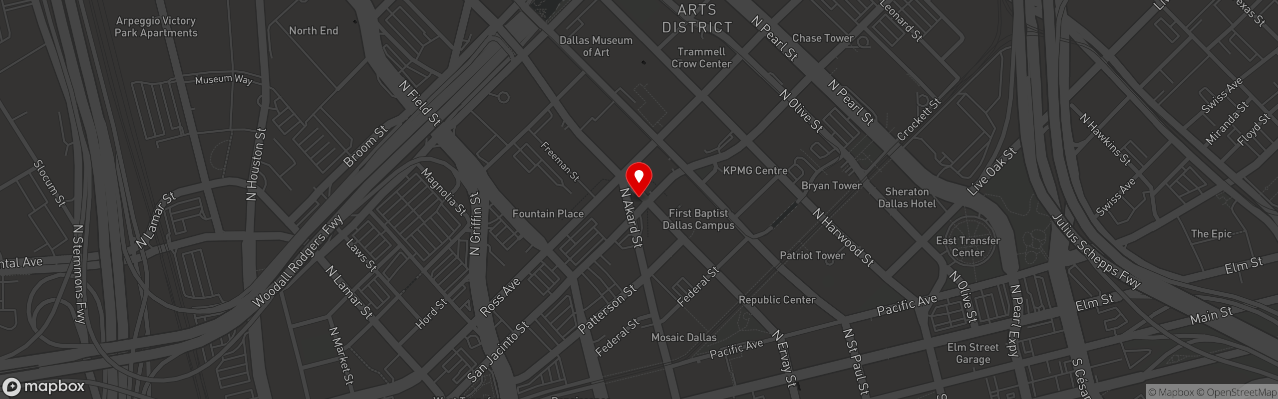 Street map pinning Dakota's Steakhouse in Dakota's Steakhouse - Dallas