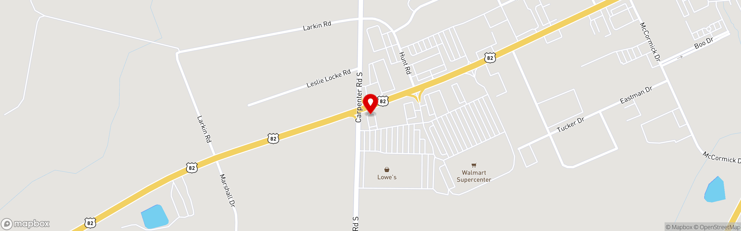 Street map pinning Hog-N-Bones in Tifton, GA