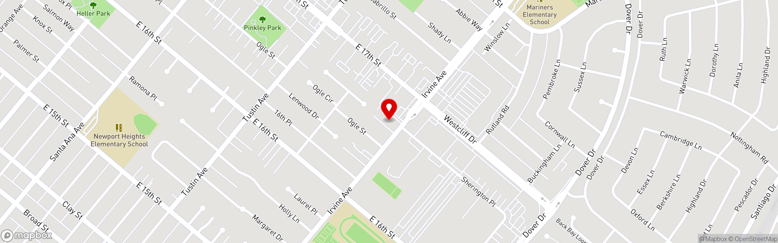Street map pinning Al's New York Cafe in Costa Mesa