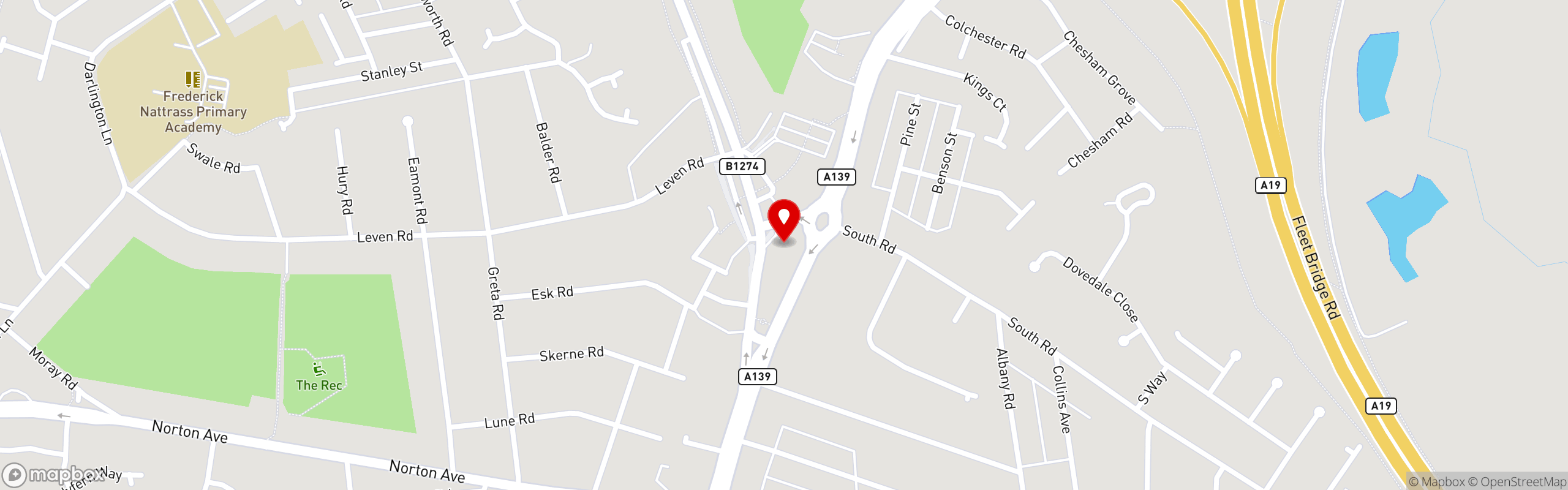 Street map showing the location of Happy Valley Norton Chinese Takeaway in Happy Valley Norton Chinese Takeaway
