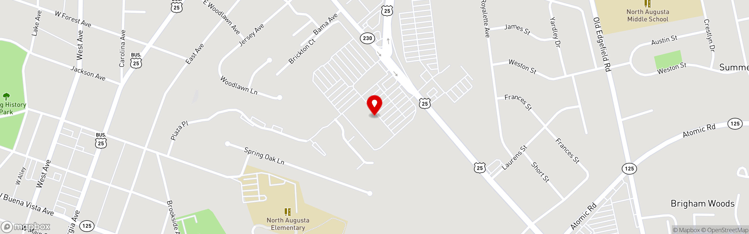 Street map pinning Sunrise Grill in Sunrise Grill - North Augusta