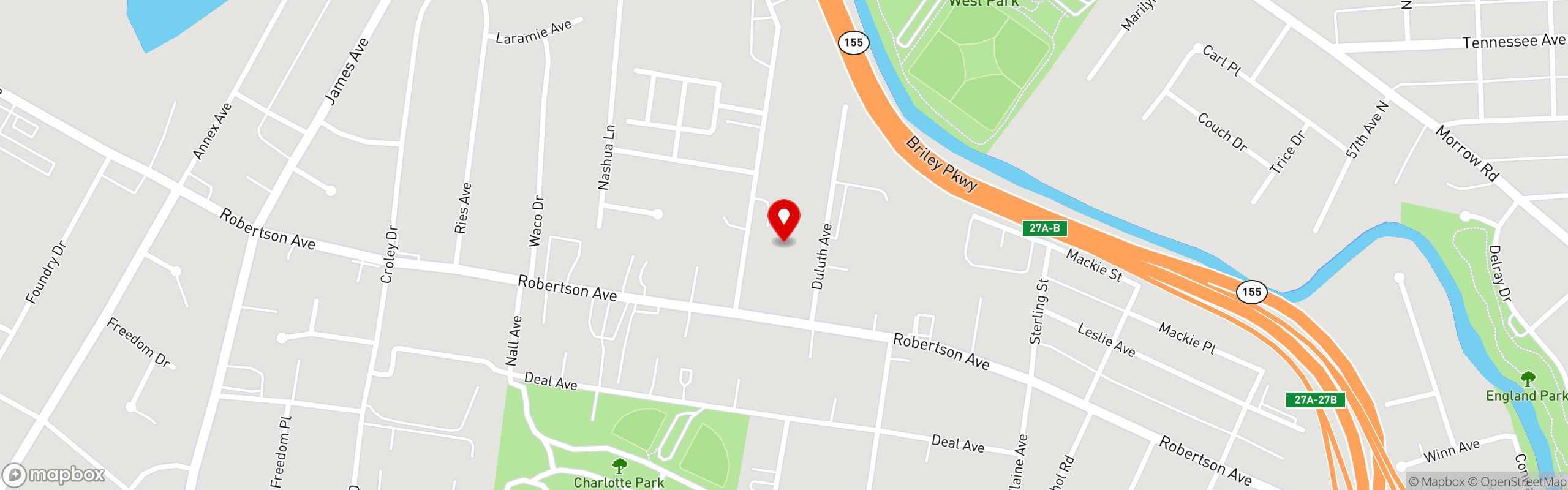 Street map pinning Tee Line Nashville in Nashville, TN