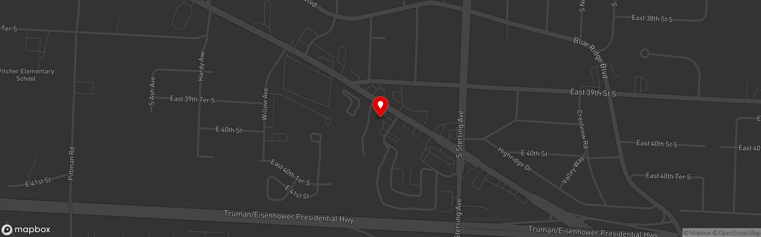 Street map pinning V's Italiano Ristorante in Independence, MO