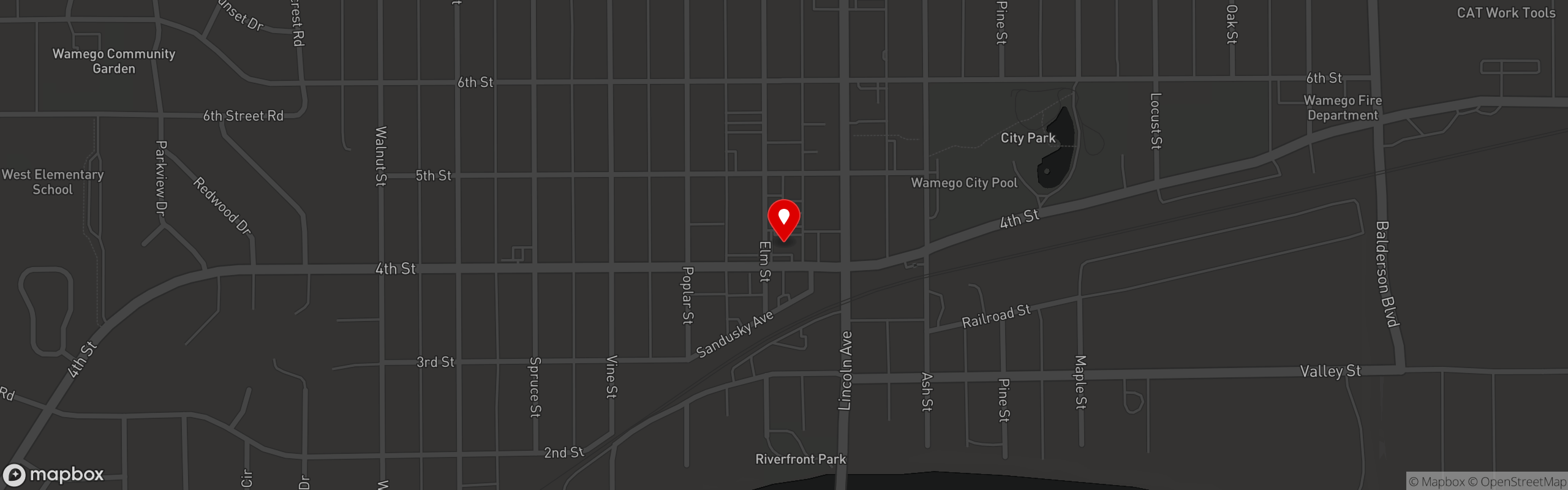 Street map pinning 4th & Elm in 4th & Elm