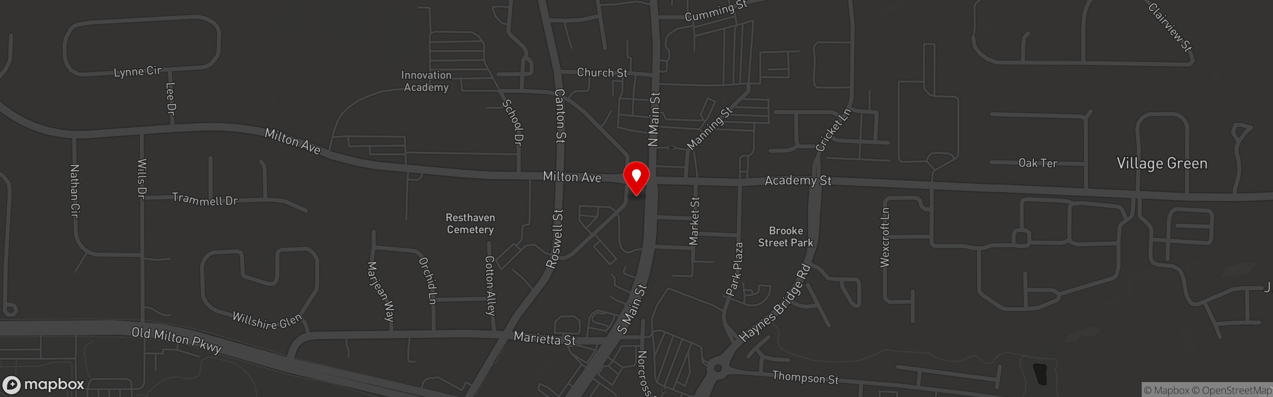 Street map pinning Shuckin' Shack - Alpharetta in Alpharetta