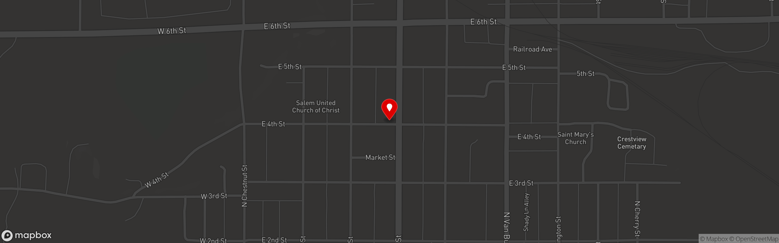 Street map pinning Gaslight Pizza & Grill in Gaslight Pizza & Grill