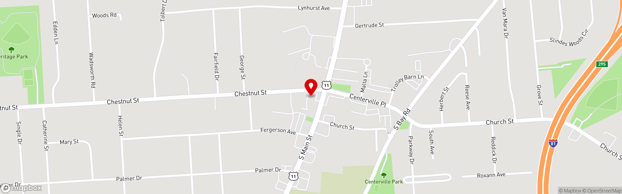 Street map pinning ADK Burgers DEMO (Craig W.) in Syracuse - TEST