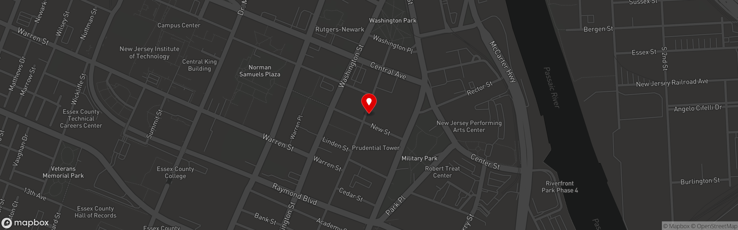 Street map pinning Tacobee's in Newark