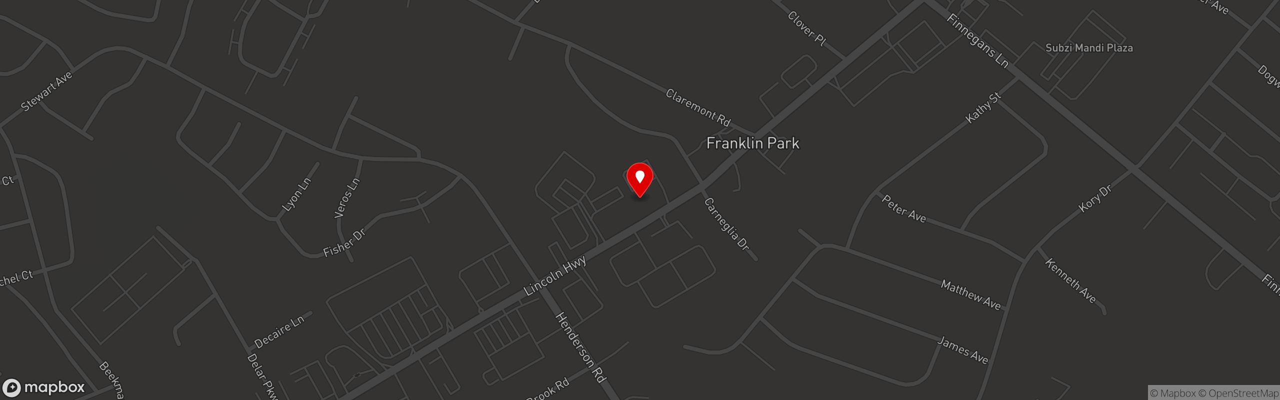Street map pinning Tacobee's in Franklin Park