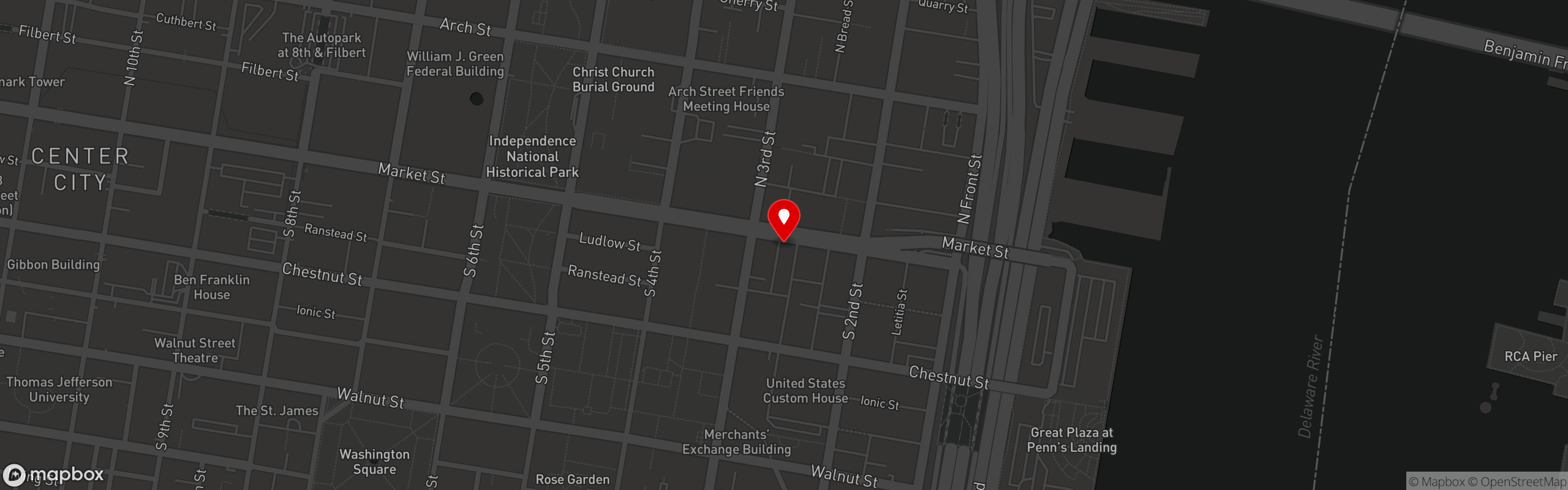Street map pinning Tacobee's in Philadelphia