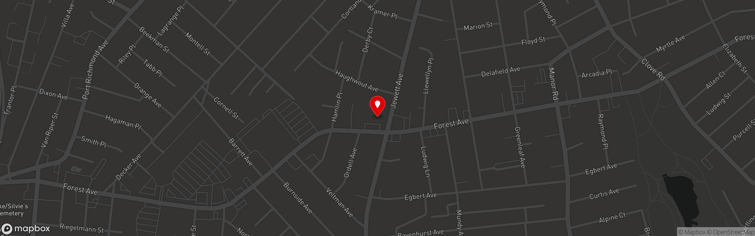 Street map pinning Tacobee's in Staten Island