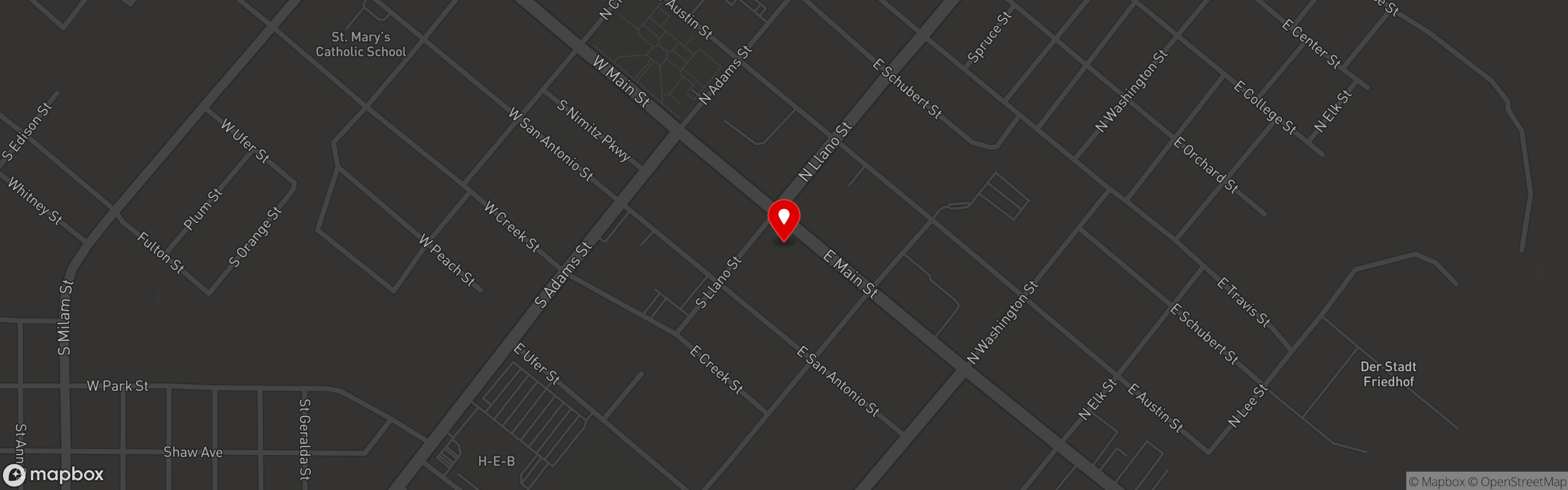 Street map pinning Burger Burger in Fredericksburg
