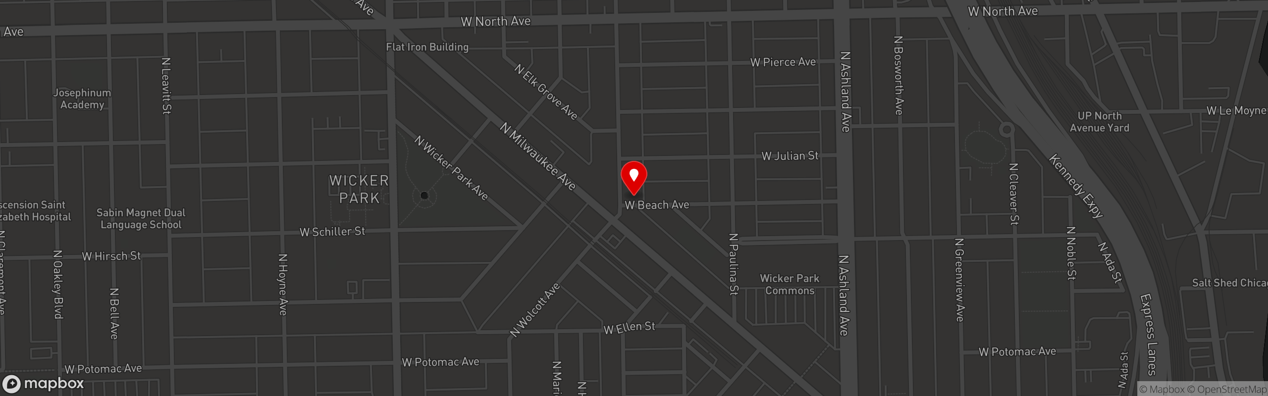 Street map pinning Ina Mae Tavern & Packaged Goods in Wicker Park, Chicago