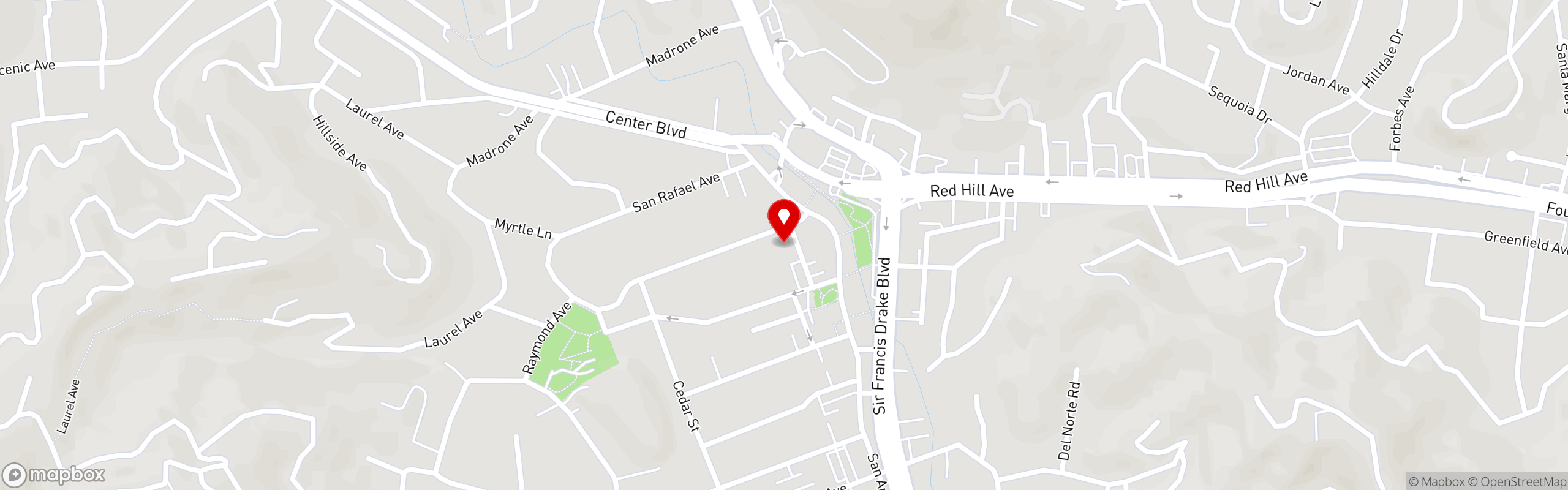 Street map pinning Taco Jane's Restaurant And Bar in San Anselmo
