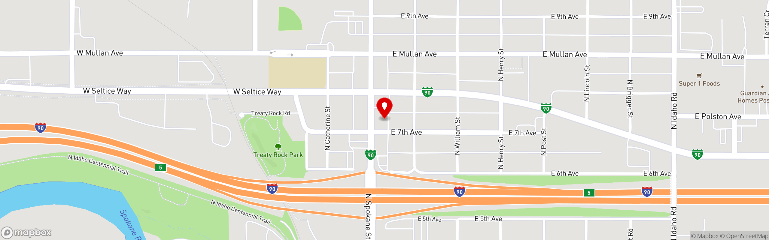 Street map pinning PNW Catering in PNW Catering - Post Falls