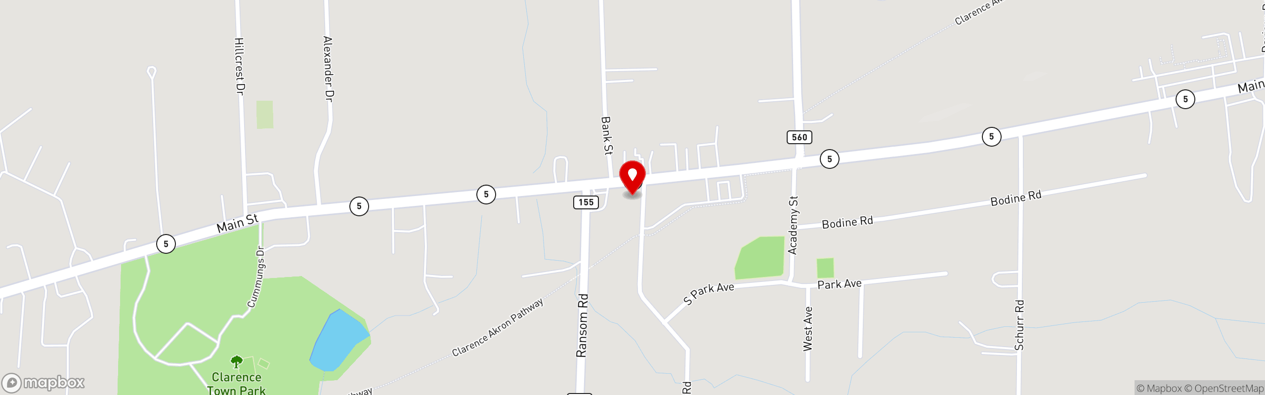 Street map pinning This Little Pig in Clarence Hollow