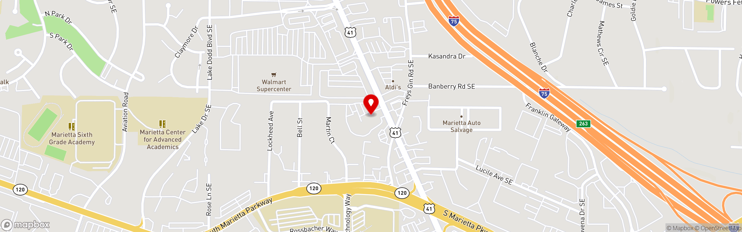 Street map pinning Marietta Diner in Marietta Diner