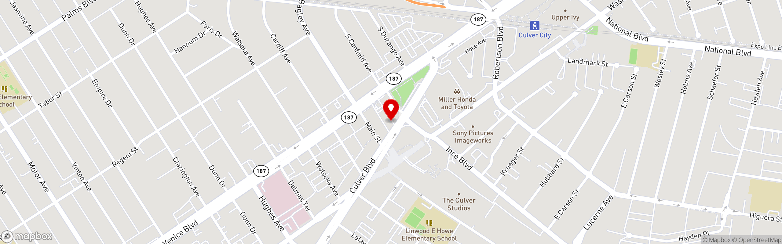 Street map pinning Auld Fella in Culver City