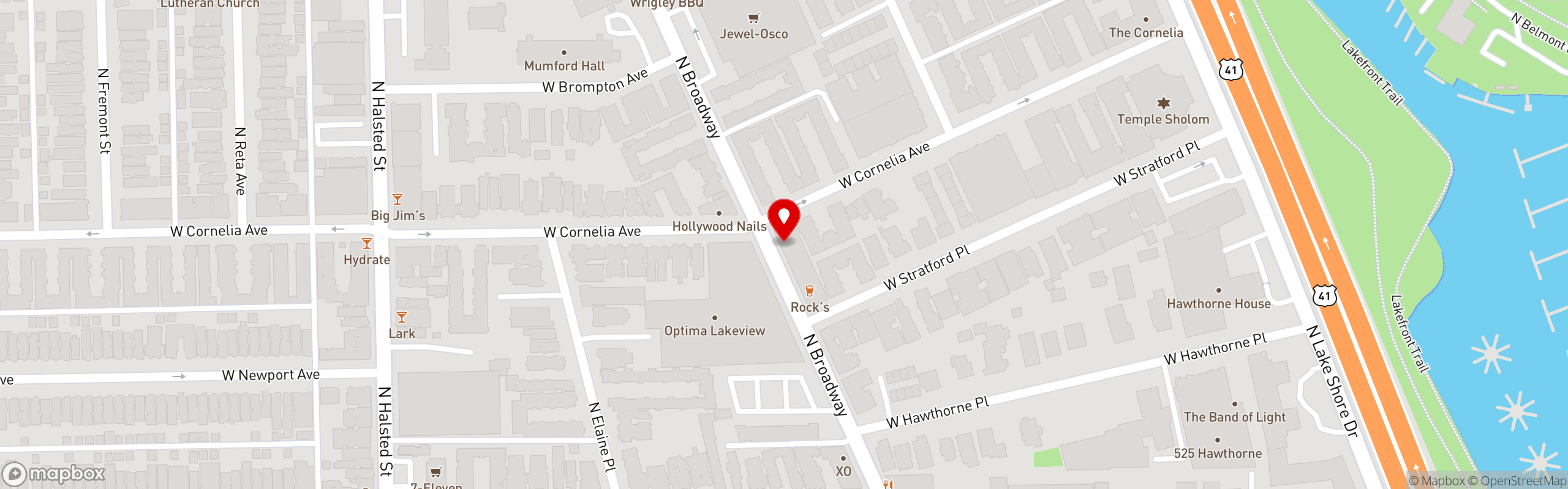 Street map pinning Si-Pie Pizzeria in Lakeview, Chicago in Si-Pie Pizzeria - Lakeview East