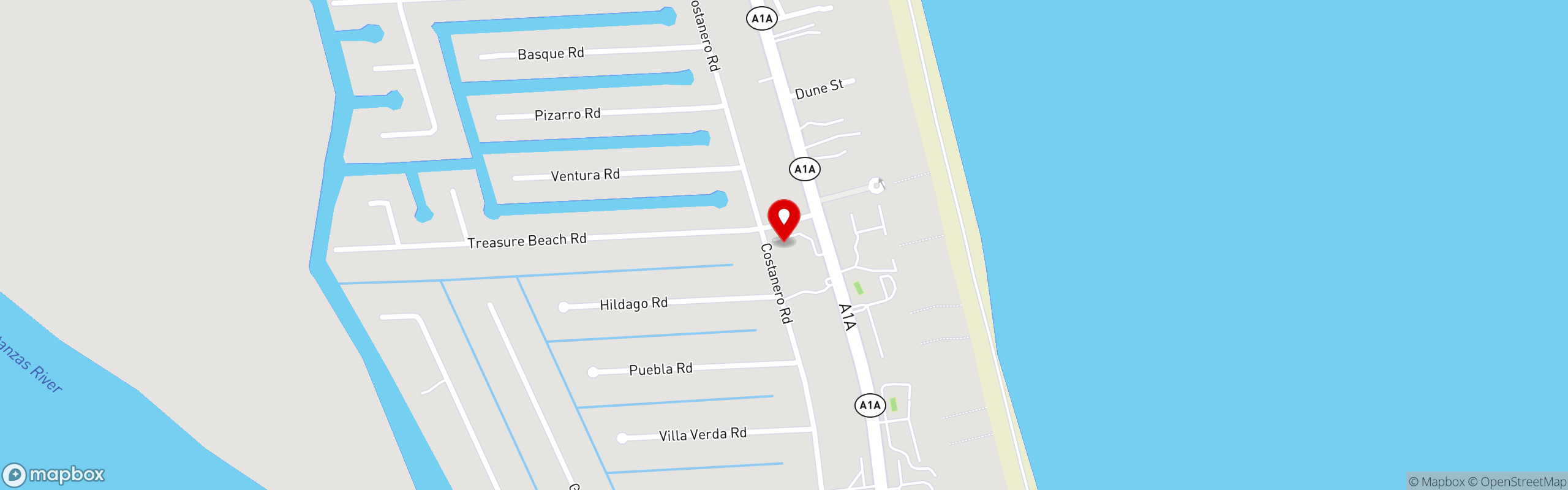 Street map pinning Back 40 A1A in Back 40 A1A