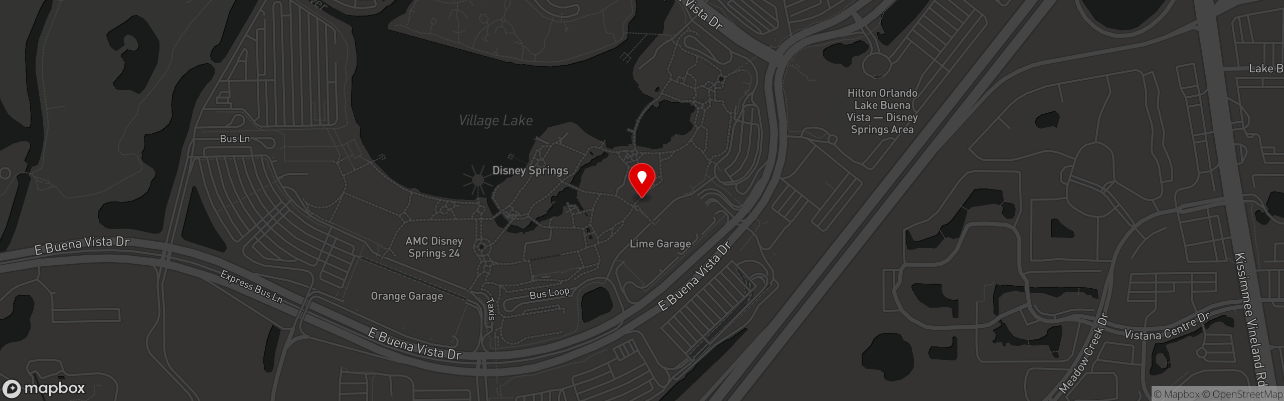 Street map pinning The Polite Pig in Disney Springs