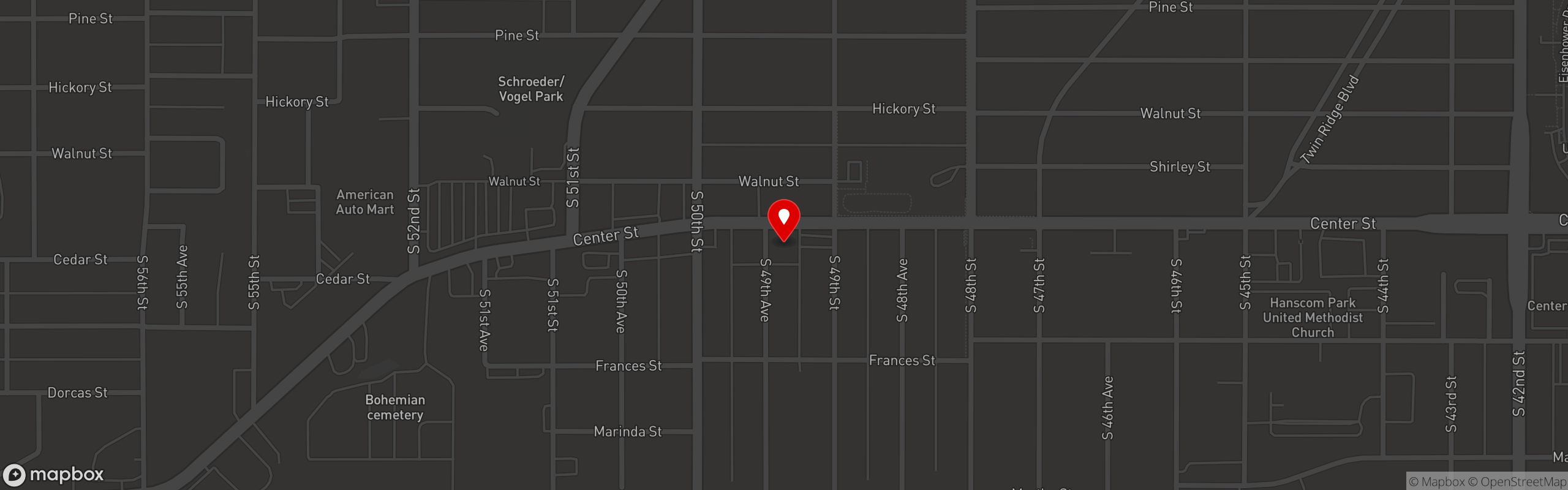 Street map pinning Gorat's Steak House in Gorat's