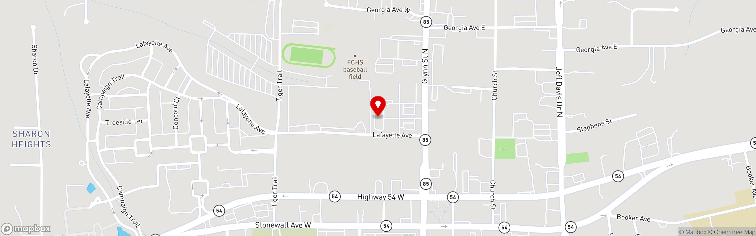 Street map pinning Frozen Rooster in Frozen Rooster -Fayetteville