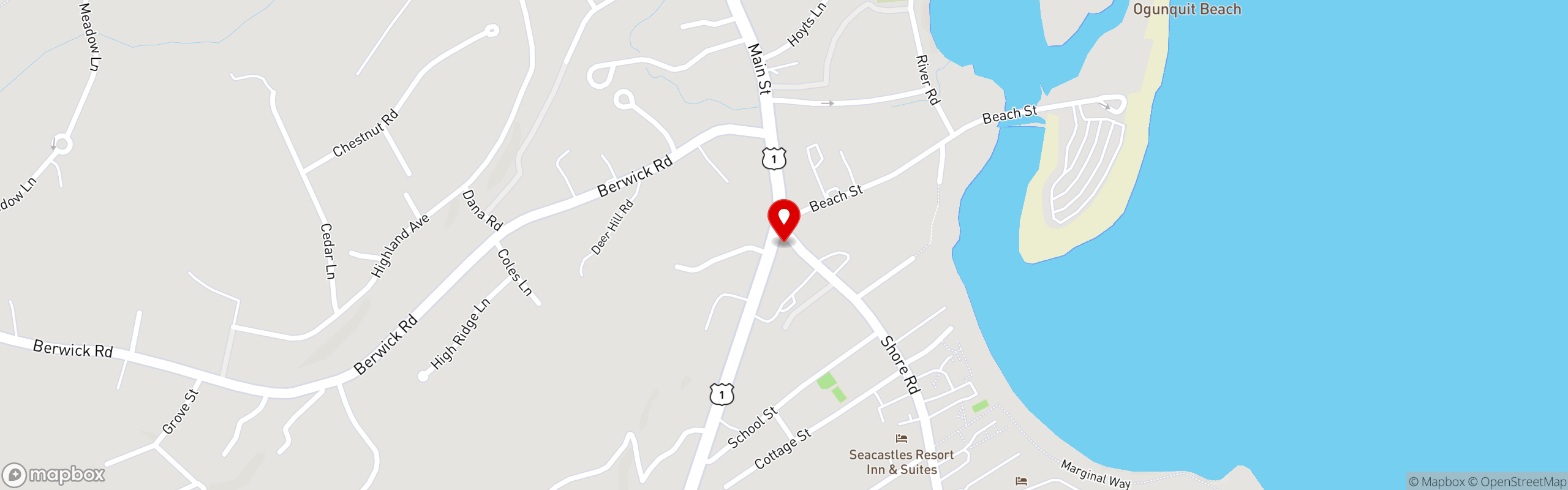 Street map pinning CREW Ogunquit in OGUNQUIT