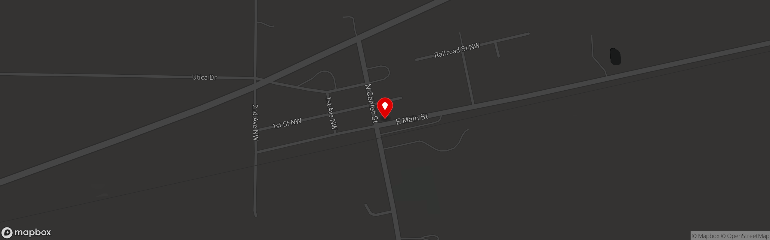 Street map pinning Brewskie's Bar & Grill in Utica