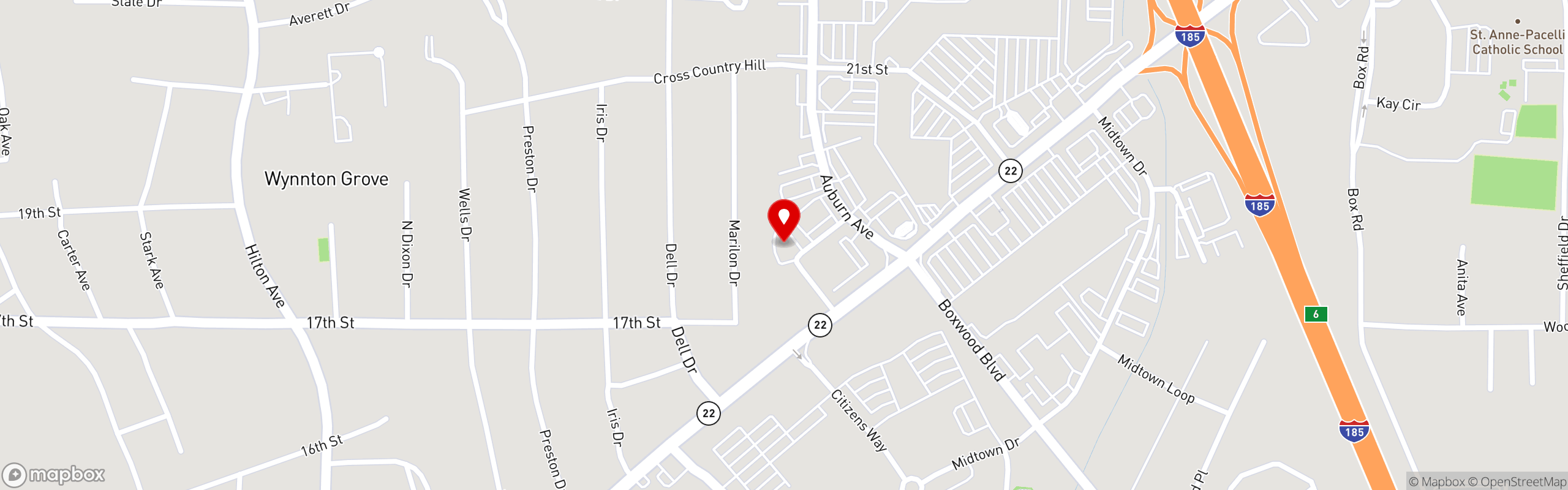Street map pinning Speakeasy in Columbus