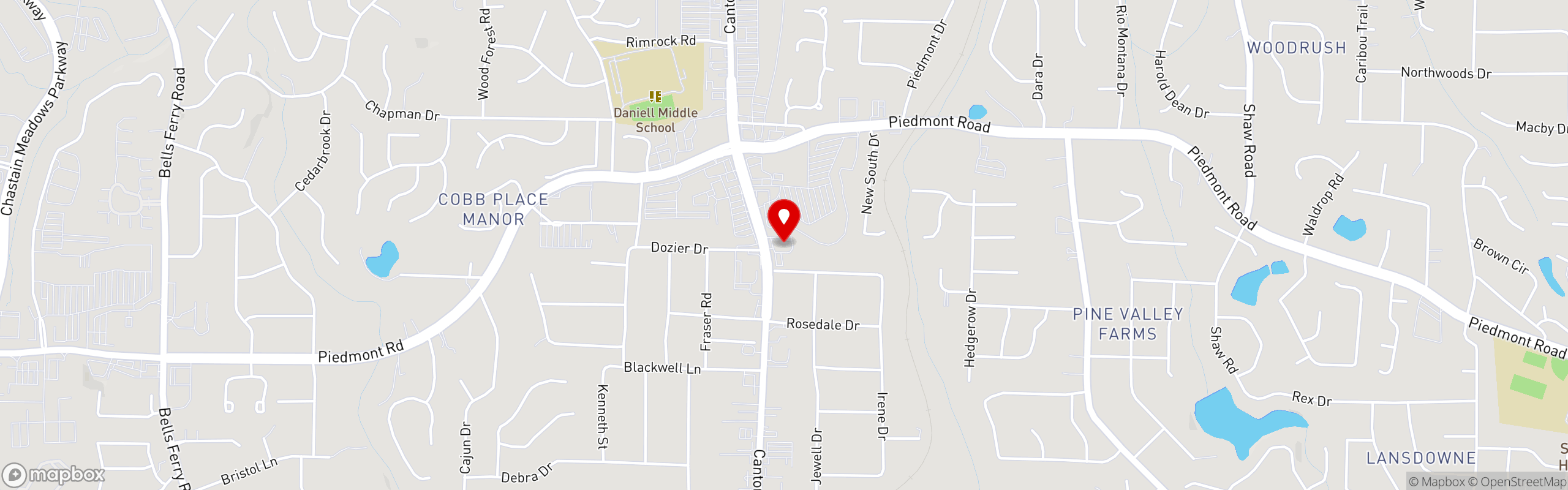 Street map pinning Cherokee Chophouse in Cherokee Chophouse