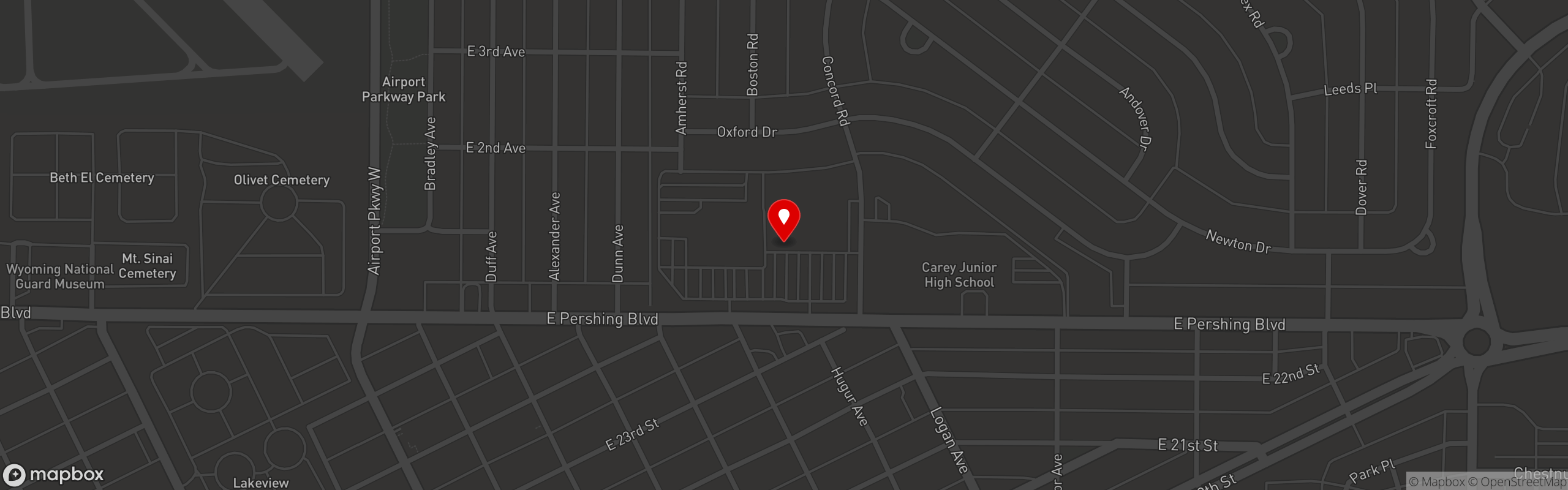 Street map pinning The Office Bar & Grill in CHEYENNE