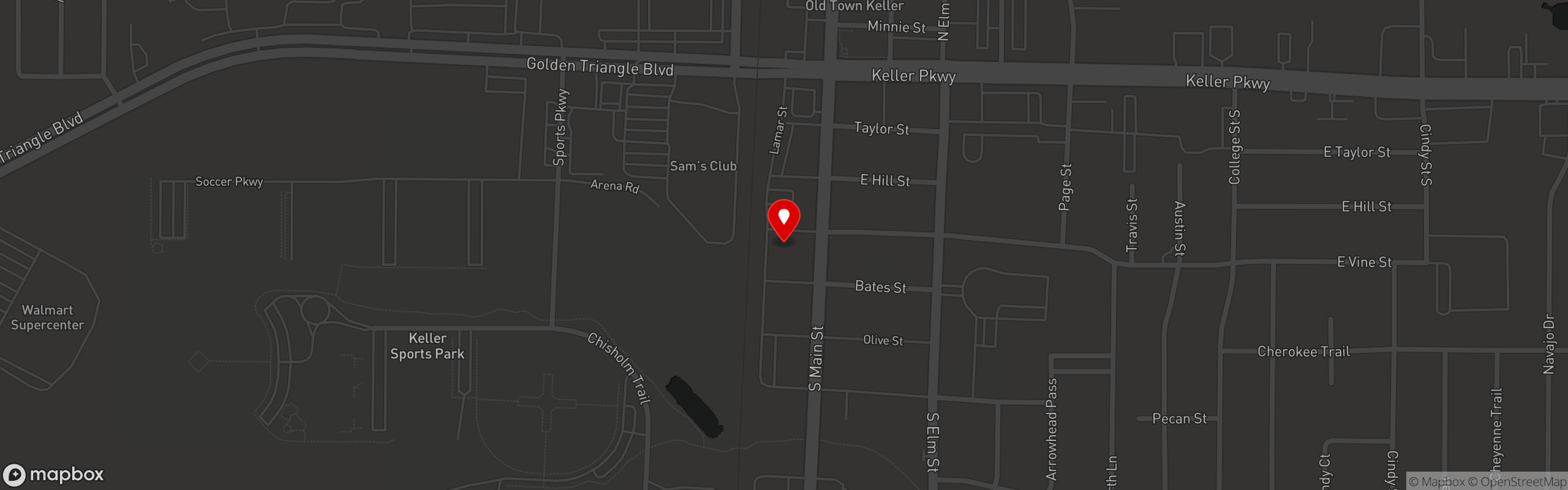 Street map pinning Wabi House in Keller, TX