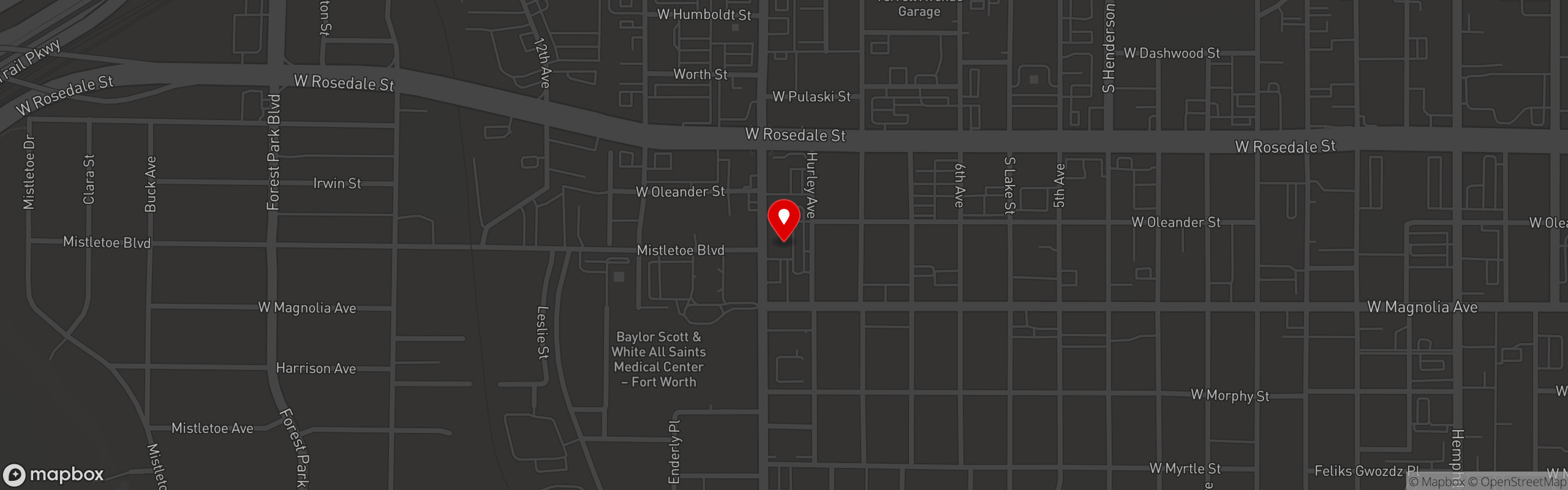 Street map pinning Wabi House in Fort Worth, TX