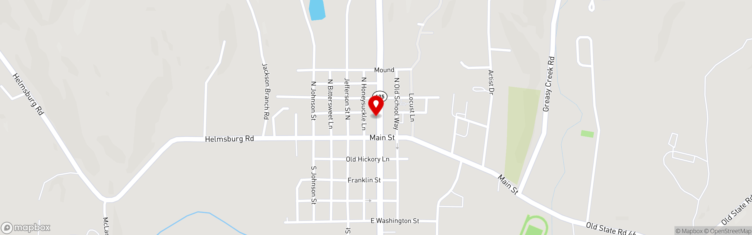 Street map pinning Big Woods in Nashville, IN