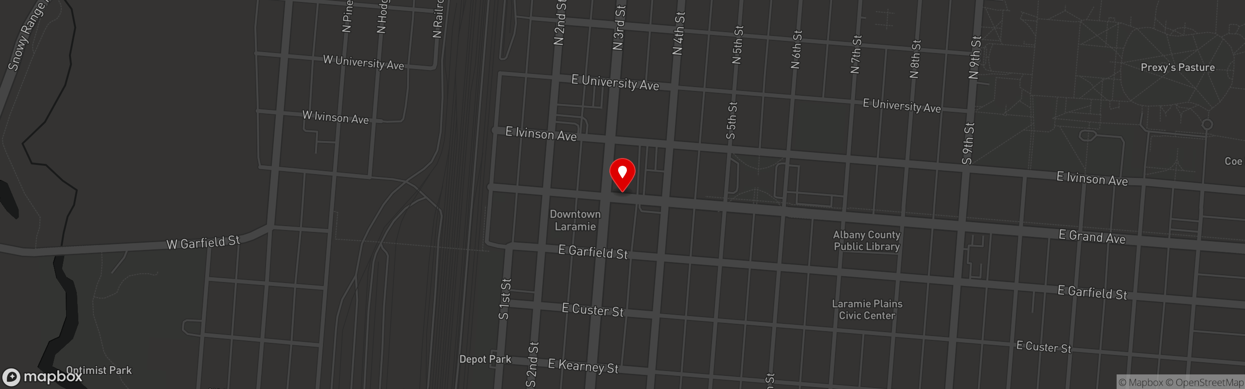 Street map pinning The Railyard in The Railyard - Laramie