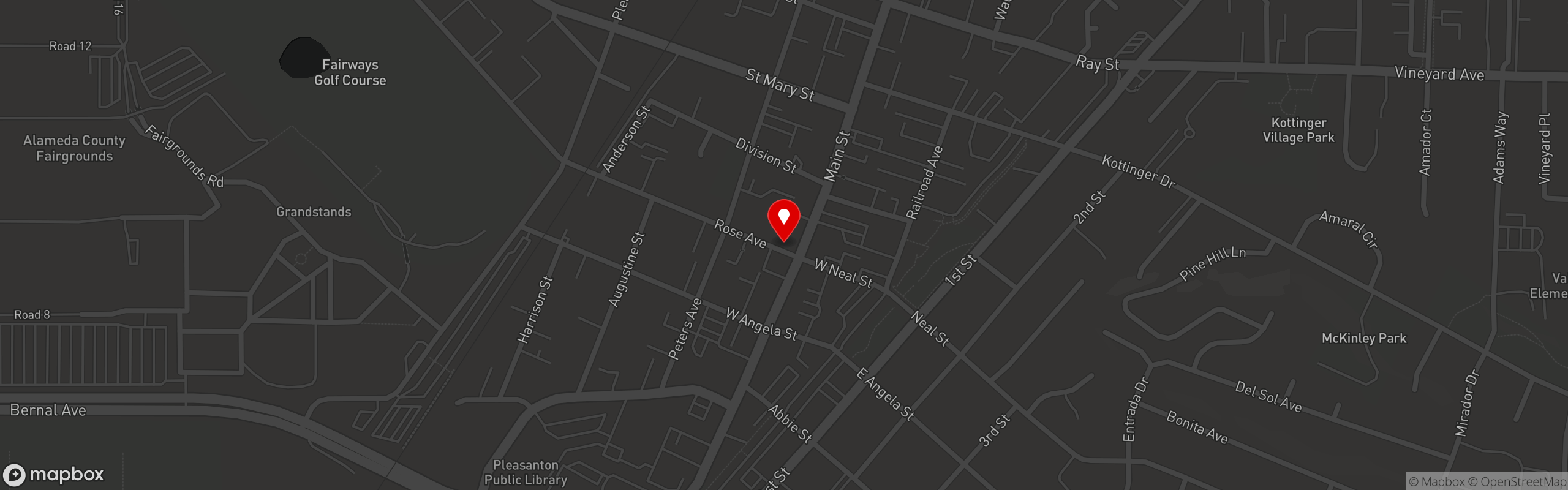 Street map pinning Sabio on Main in Pleasanton, CA