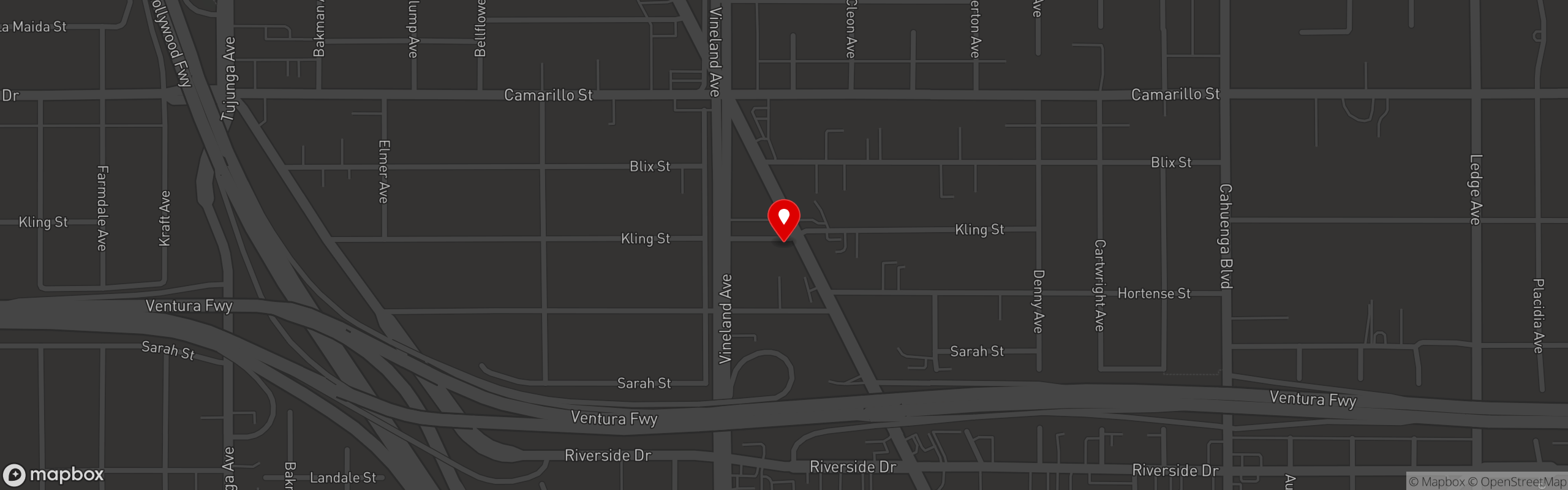 Street map pinning Tiki No in North Hollywood, CA