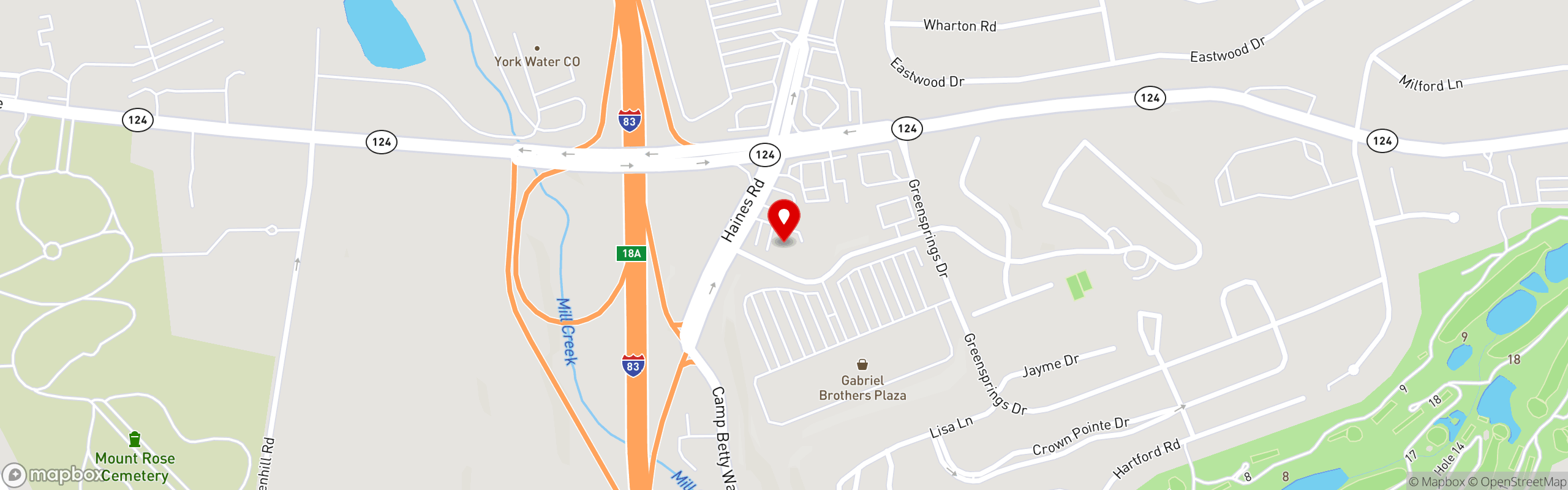 Street map pinning Arooga's in Arooga's | York, PA