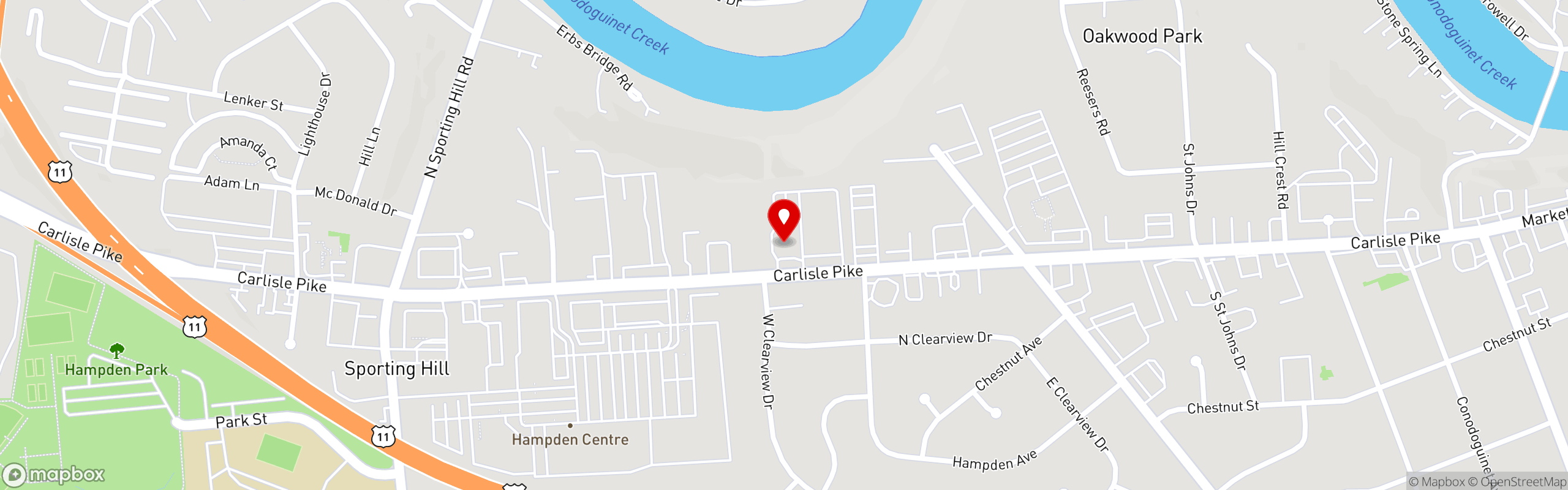 Street map pinning Arooga's in Arooga's | Mechanicsburg, PA