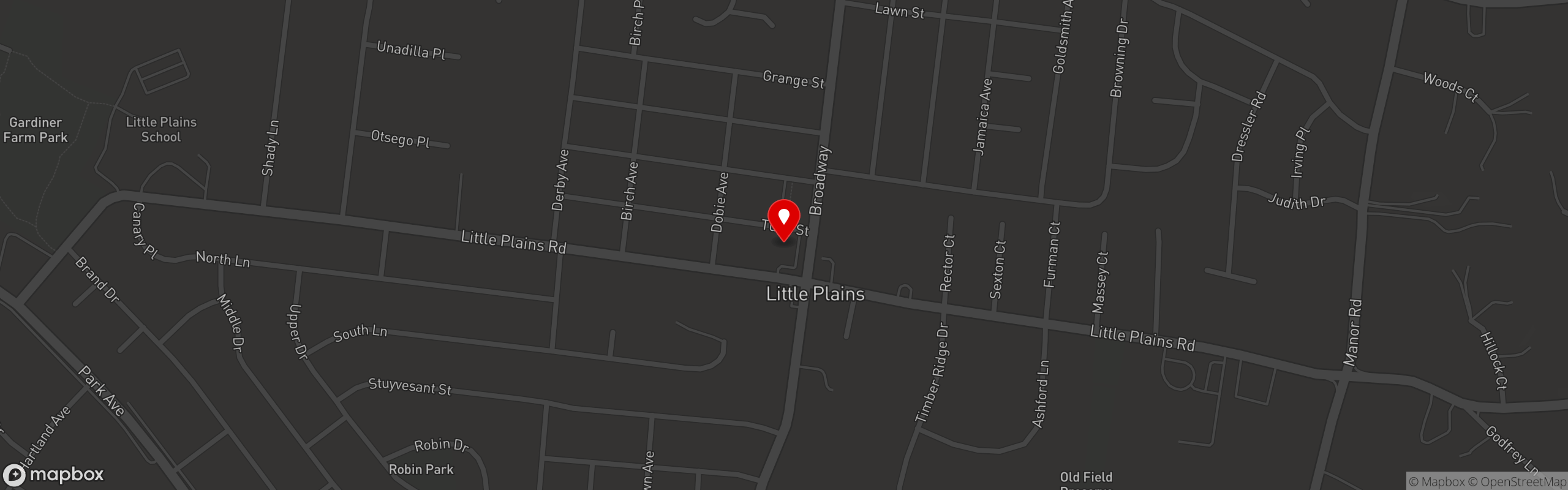 Street map pinning Rocco's Pizza & Catering in Huntington