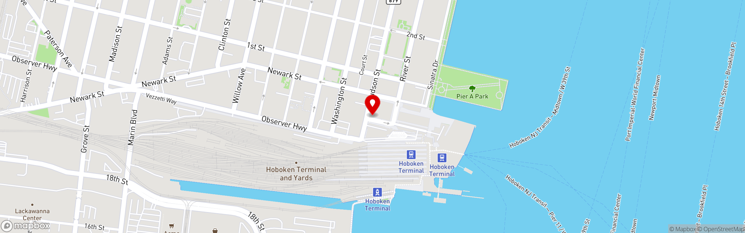 Street map pinning The Pig & Parrot in Hoboken - Original