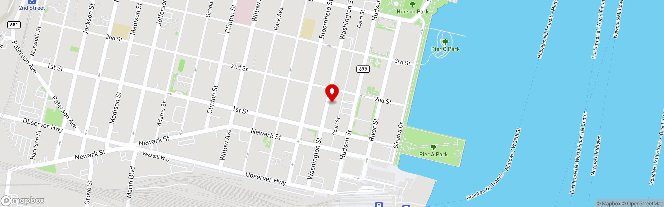 Street map pinning The Pig & Parrot in Hoboken - Last Resort
