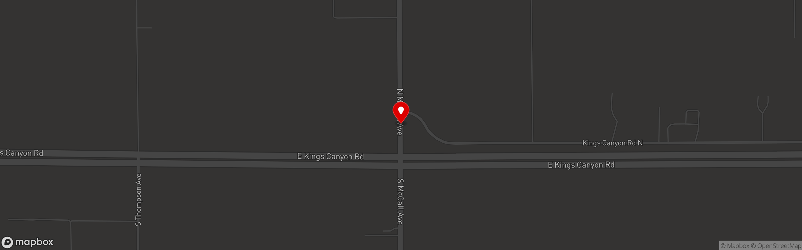 Street map pinning Jon Smith Subs in Sanger, CA