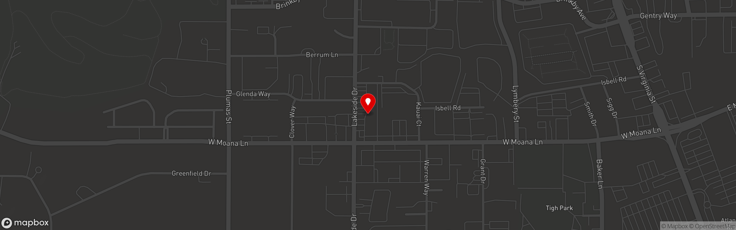 Street map pinning Lakeside Bar & Grill in Reno
