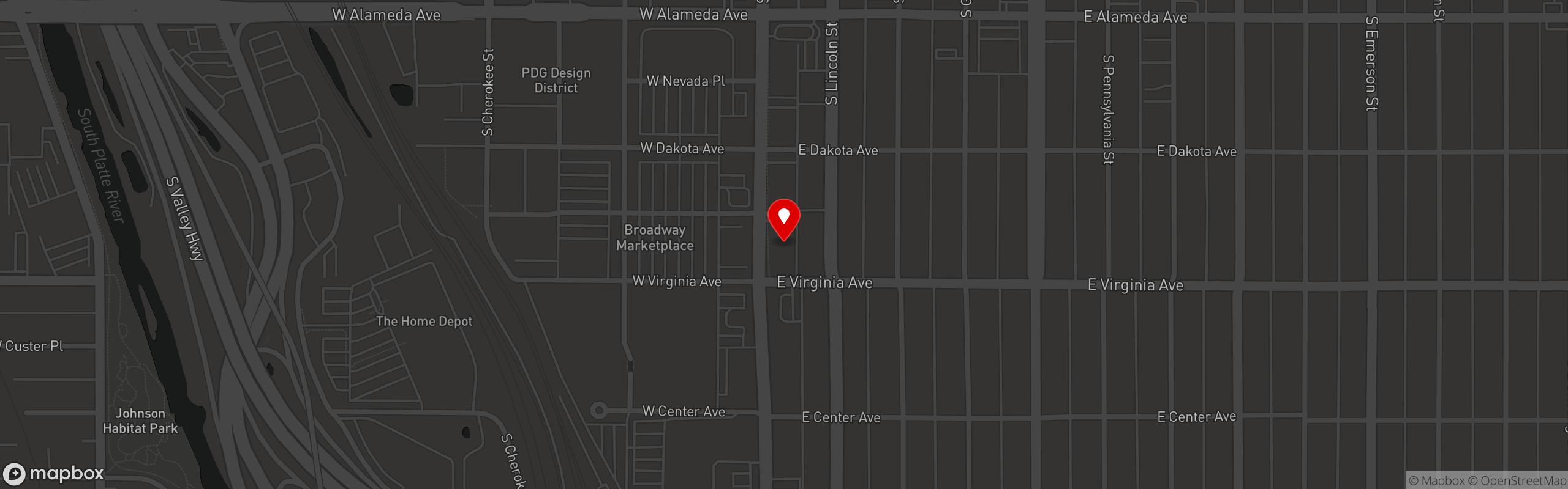 Street map pinning BurnDown in Denver